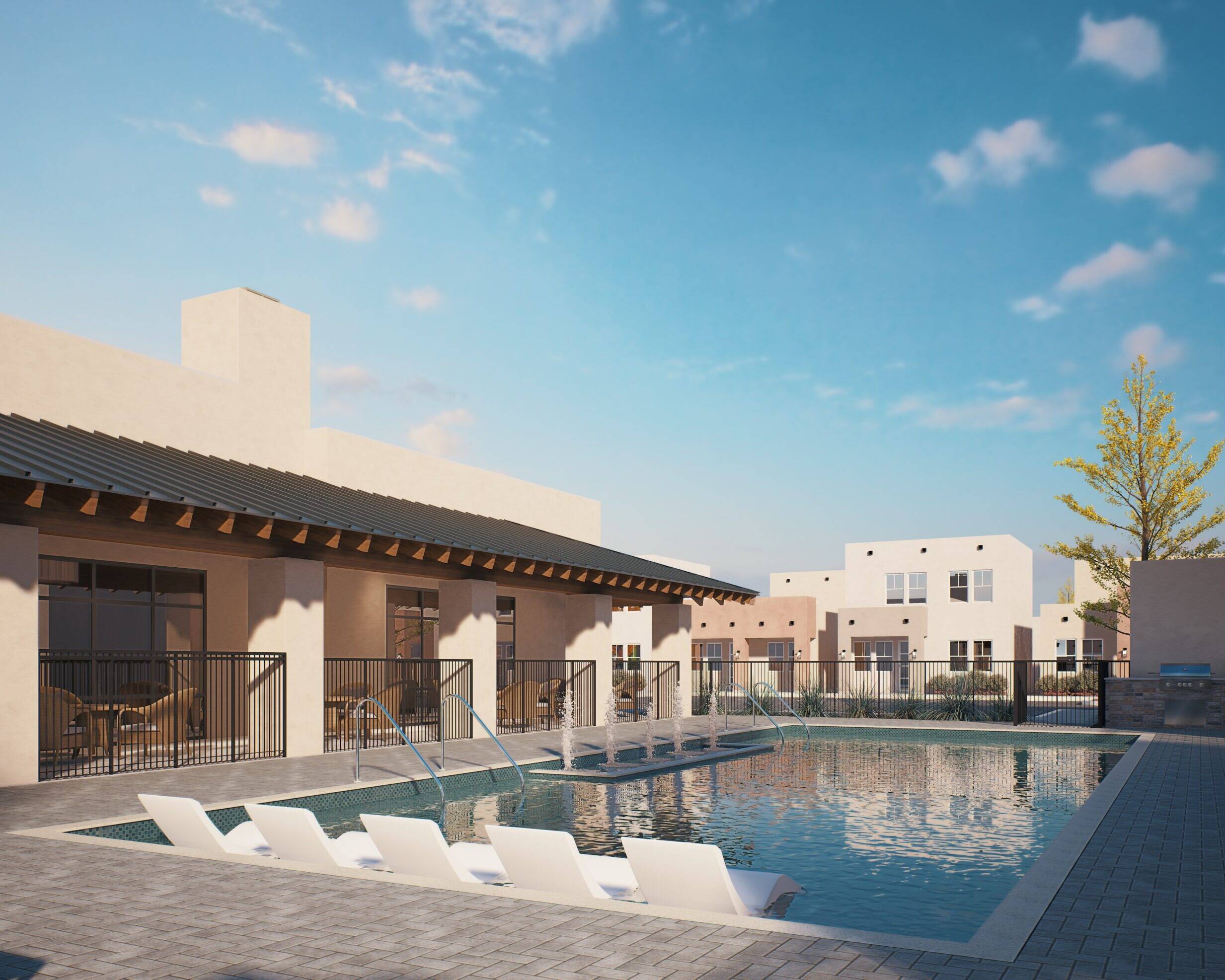Modern build-to-rent community pool