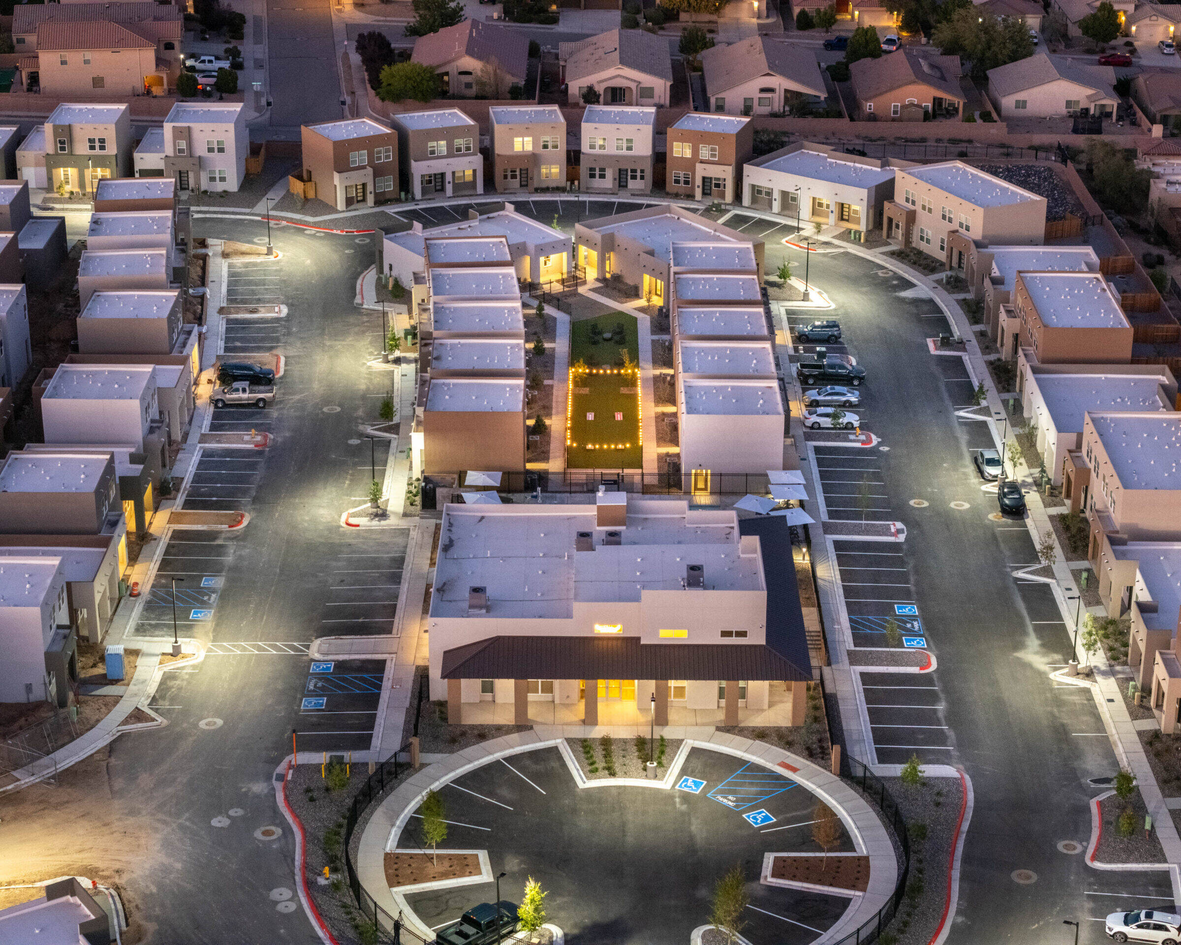The Eleanor: Rio Rancho aerial view at twilight