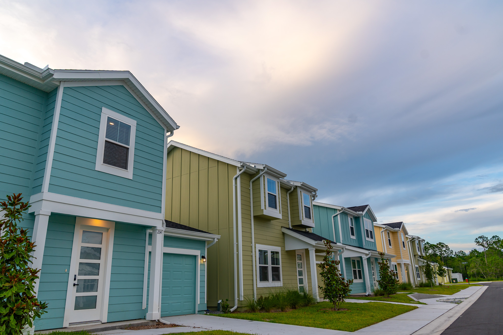 multi-colored pastel homes